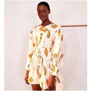 Farm Rio Leopard Shell Matelasse Quilted Long Sleeve Romper, Size Medium